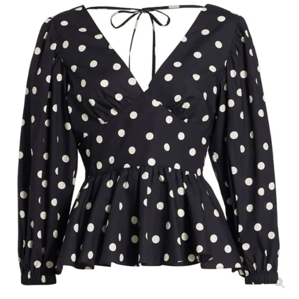 Derek Lam 10 Crosby Parisian Chic Polka Dot Designer Top Size 8 NWOT